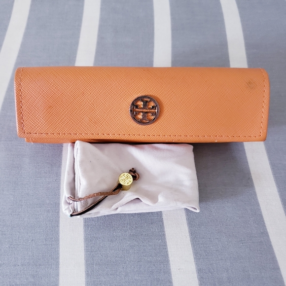 Tory Burch Accessories - Tory Burch Orange Leather Eye Glasses Case